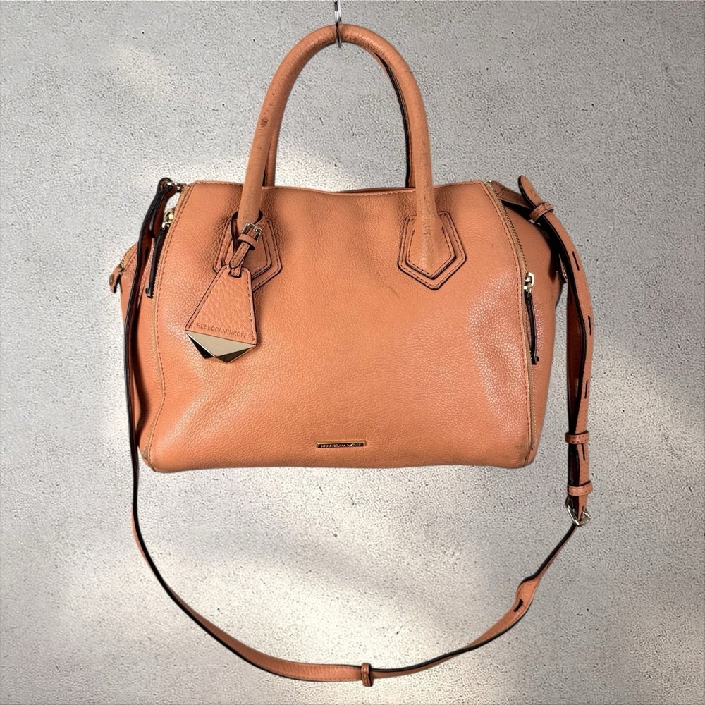 Rebecca Minkoff Perry Brown Leather Top Handle Satchel with Strap
